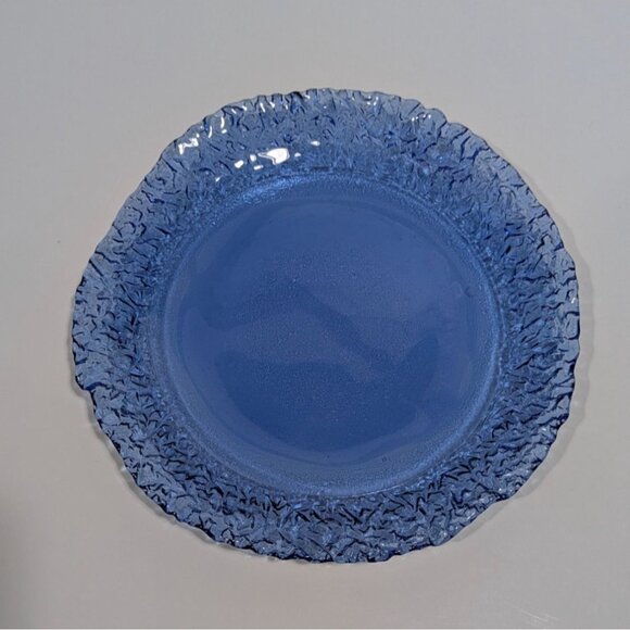 Fire & Light Style Blue Recycled Glass Lunch Plate Textured Rim - Picture 2 of 10